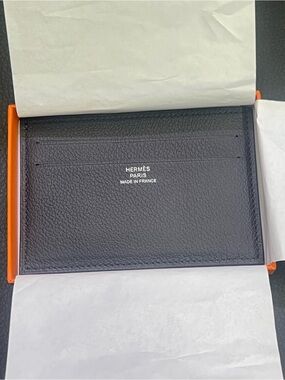 Hermes Black Textured Leather Card Sleeve